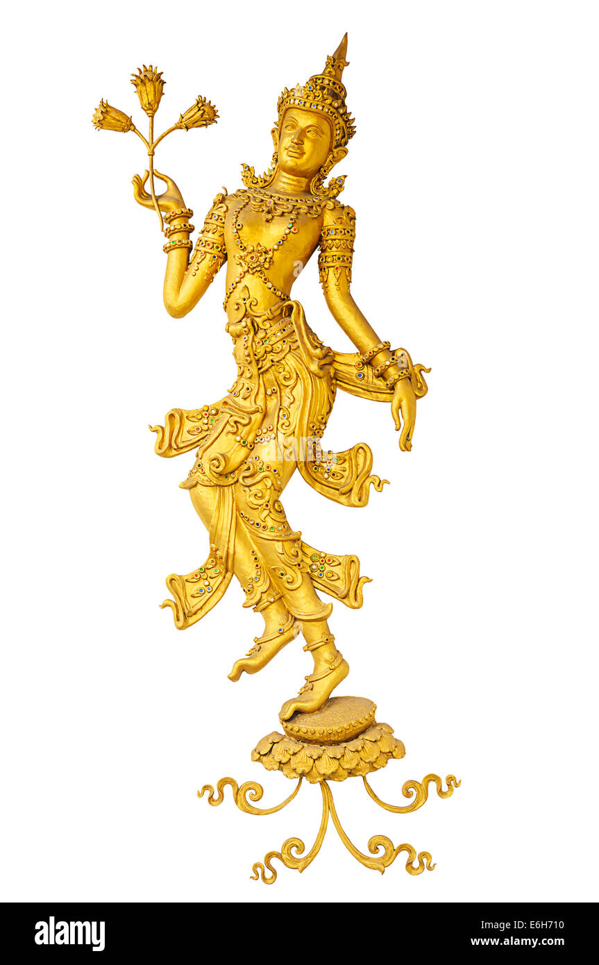 Angelo in stucco sulle pareti del tempio di Chiang Mai, Thailandia Foto Stock