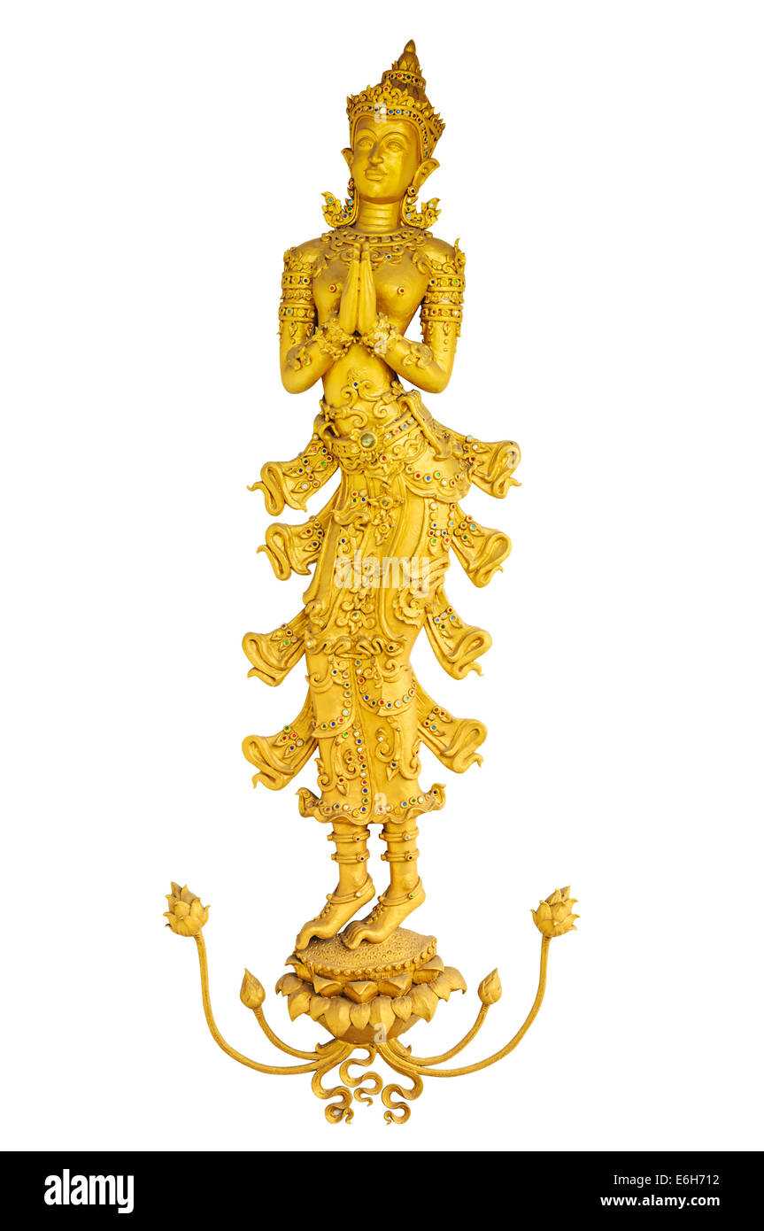 Angelo in stucco sulle pareti del tempio di Chiang Mai, Thailandia Foto Stock