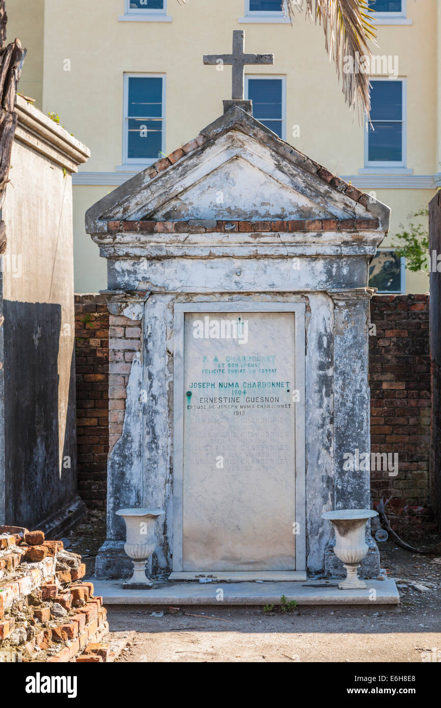 Al di sopra del potenziale di terra di tombe di San Louis cimitero n. 1 a New Orleans, Louisiana Foto Stock