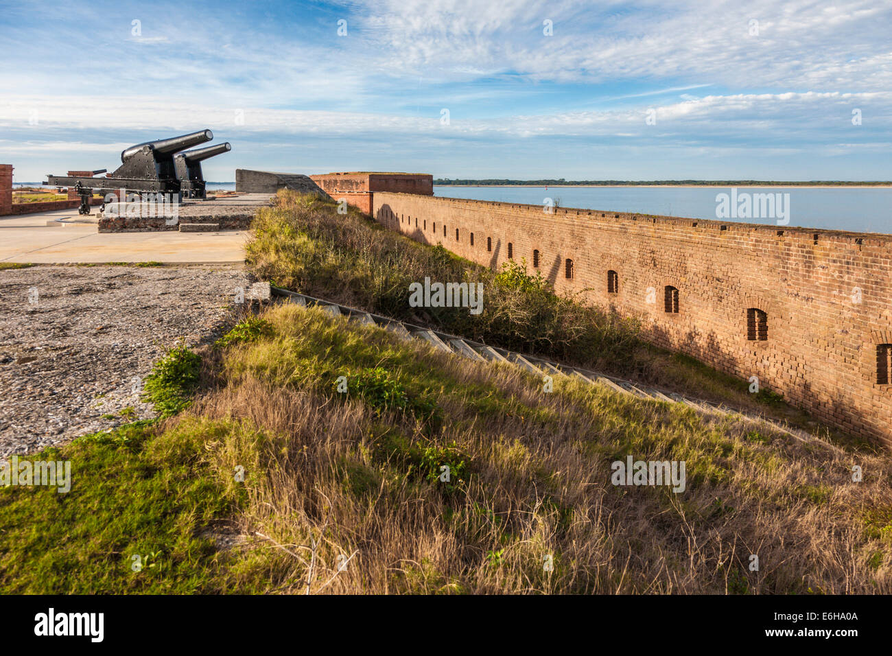 Esterno le pareti in muratura e cannon a Fort Clinch in Fort Clinch parco dello stato in Fernandina Beach, Florida Foto Stock