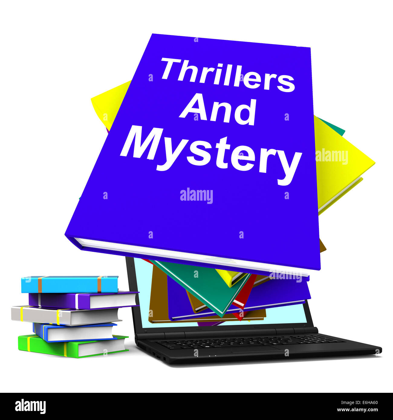 Thriller e mistero Prenota portatile mostra un genere Fiction Libri Foto Stock