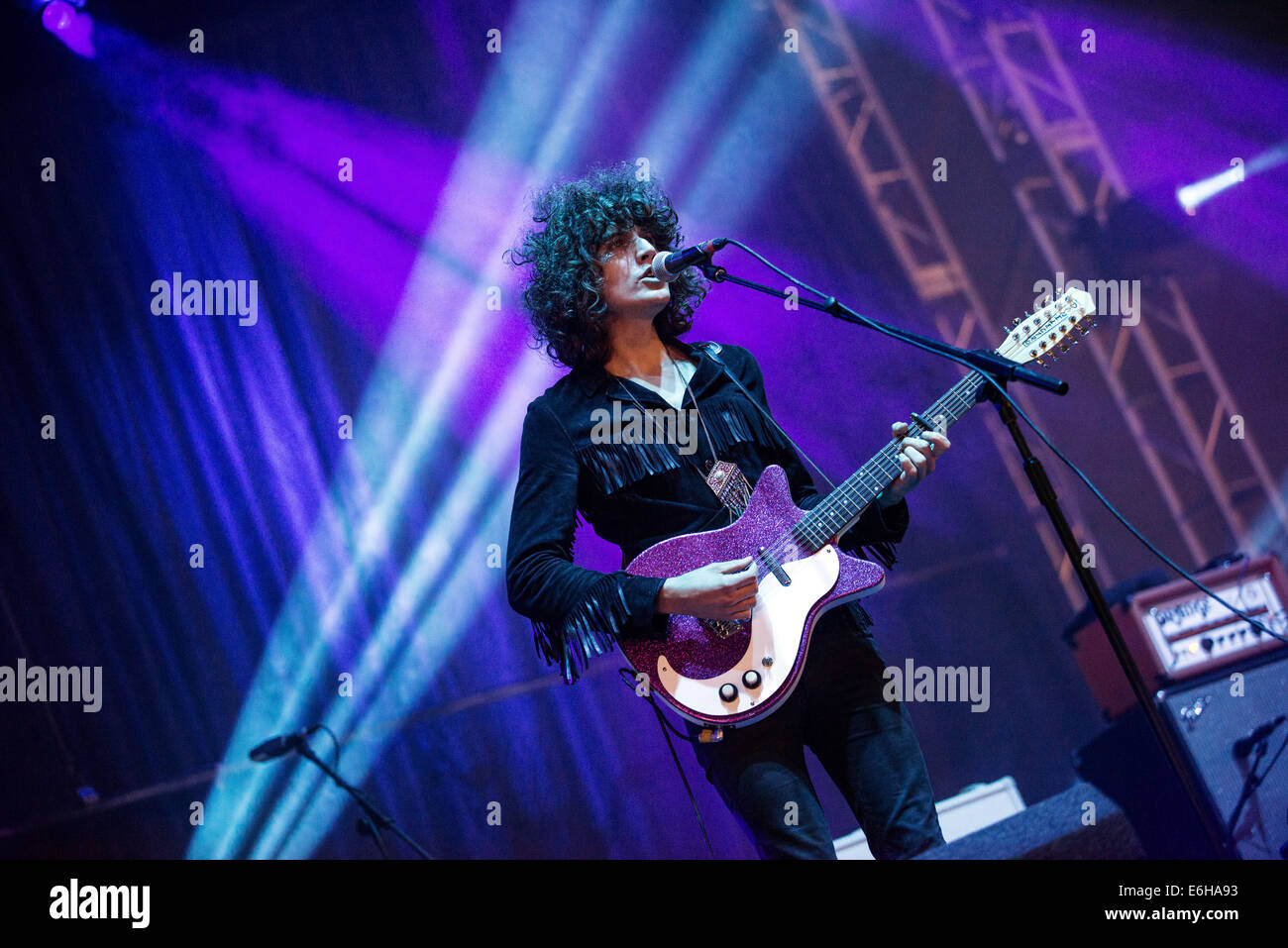 Leeds, Regno Unito. 23 Ago, 2014. James Edward Bagshaw di templi esegue il giorno 2 del festival di Leeds a Bramham Park il 23 agosto 2014 a Leeds, Inghilterra. Credito: Sam Kovak/Alamy Live News Foto Stock