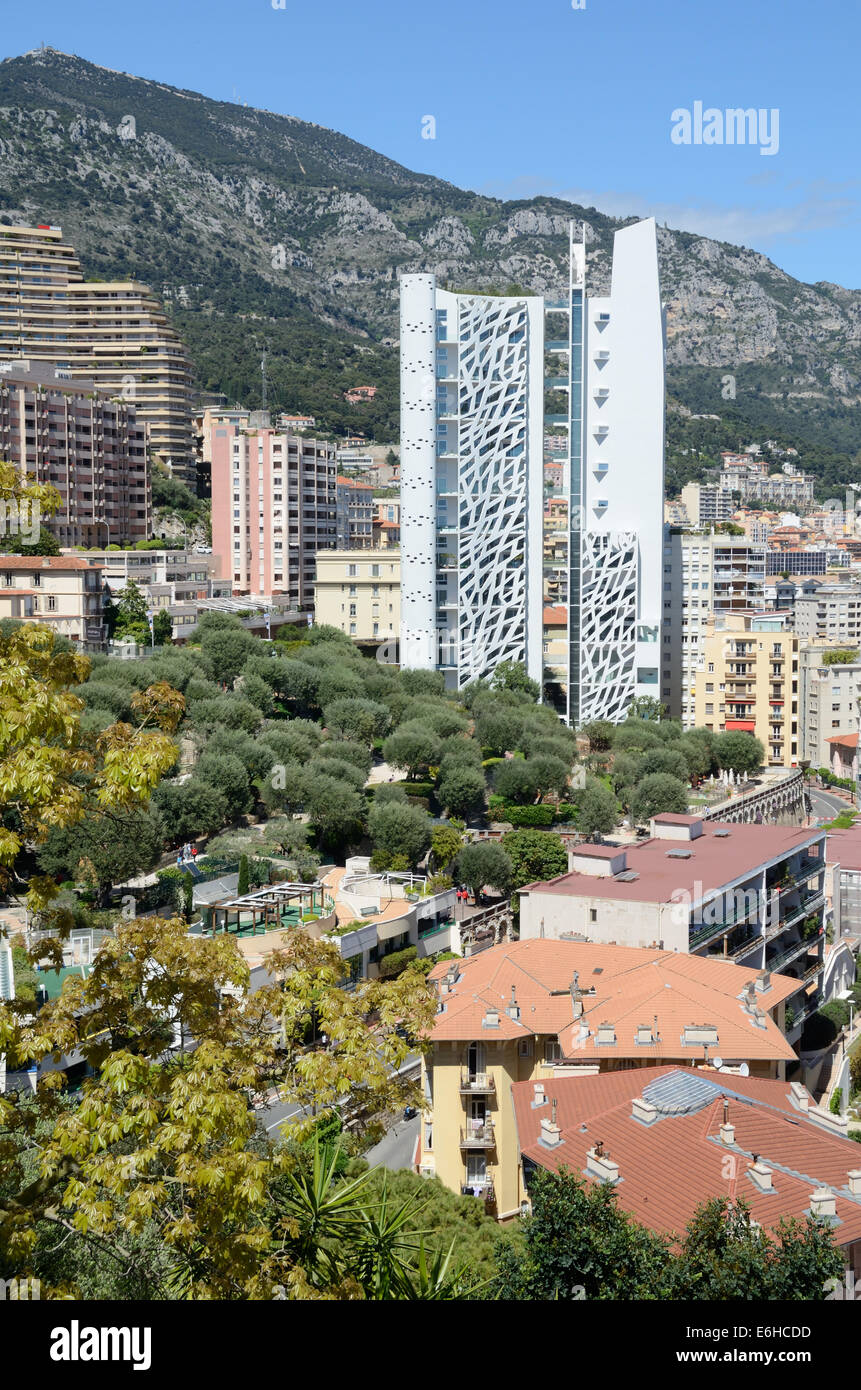 Vista di Simona Torretta Blocco o High-Rise Appartamenti di lusso in grattacielo di Jean-Pierre Lott Monaco Foto Stock