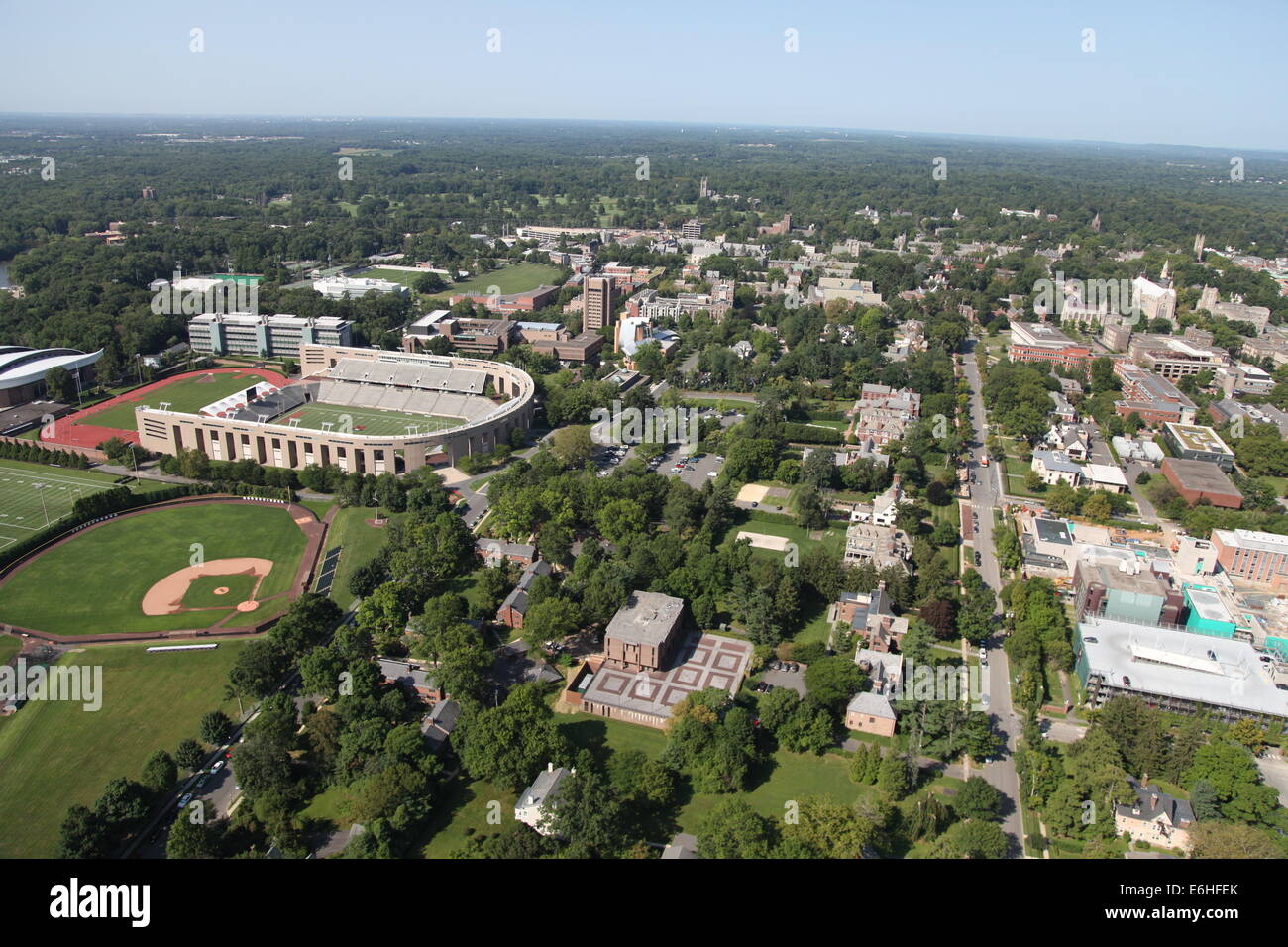 Vista aerea della Princeton University e Stadium Foto Stock