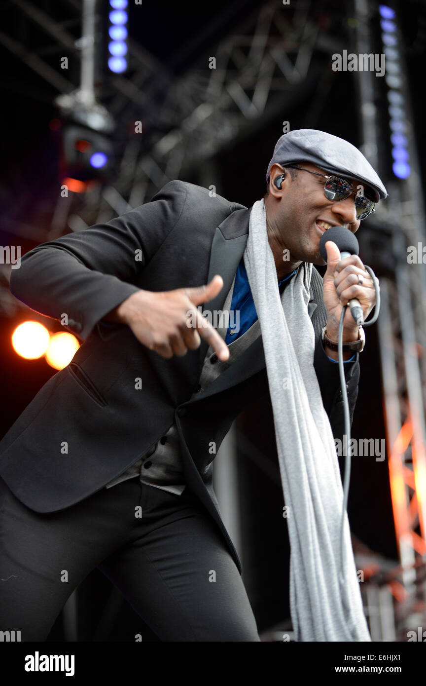 Aloe Blacc live presso il Festival Anima in Wilhelmsburg. Amburgo, 23.08.2014. Foto Stock