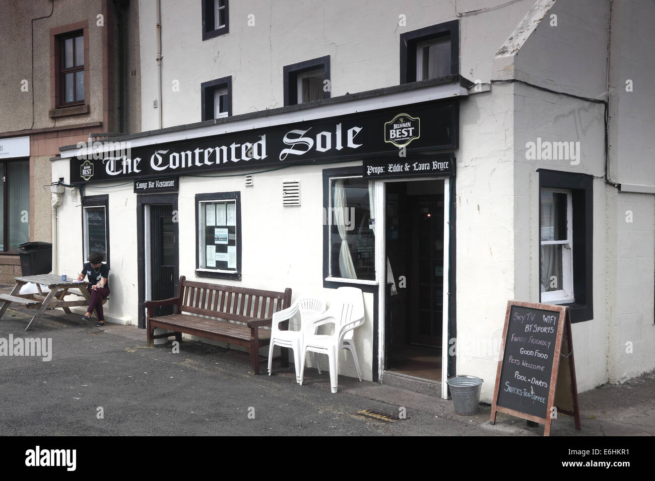 Ristorante con divertenti nome in Eyemouth, Berwickshire Scozia Scotland Foto Stock
