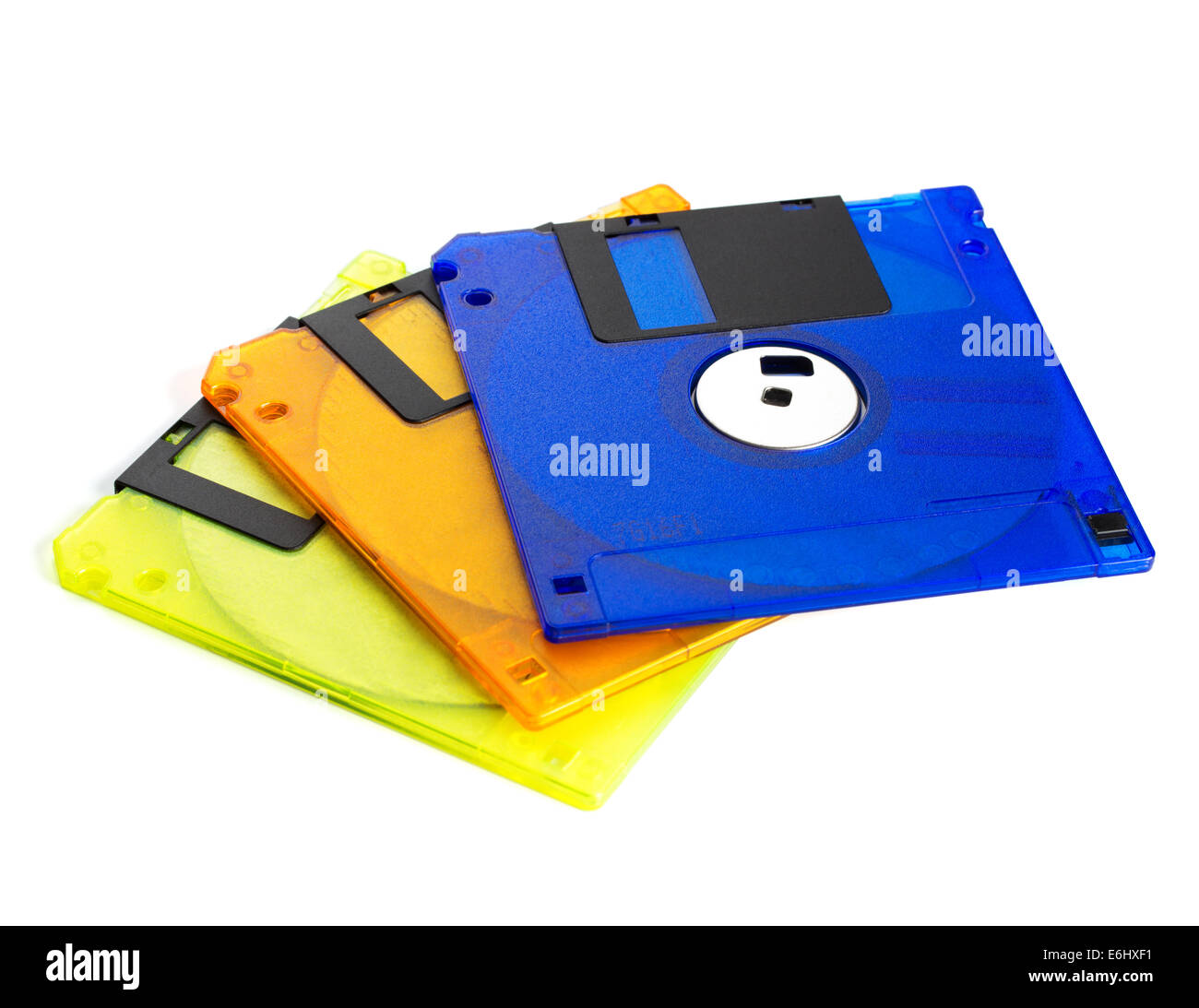 I dischi floppy su uno sfondo bianco, close-up Foto Stock