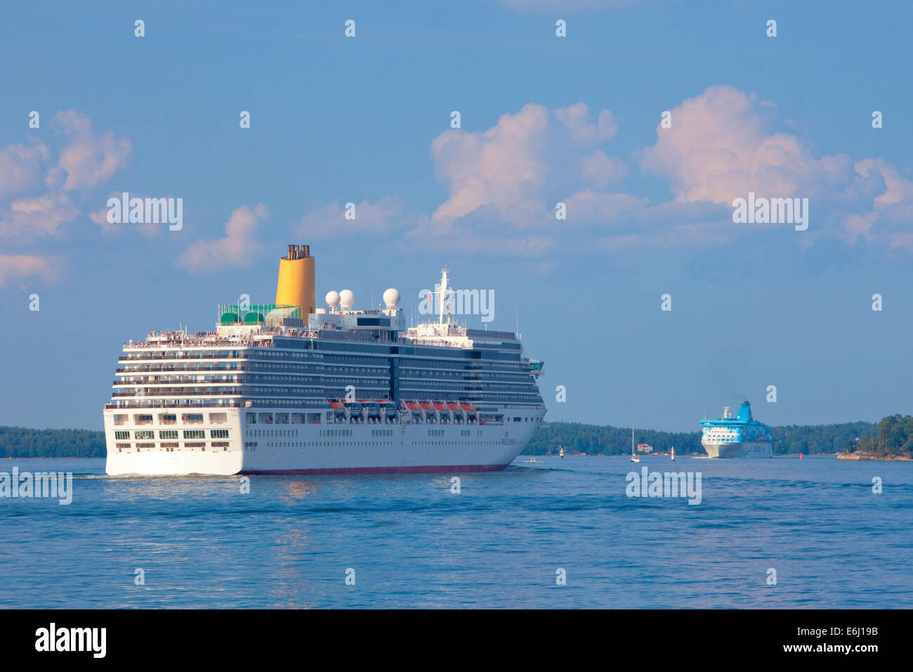 La Svezia, arcipelago di Stoccolma - i traghetti passeggeri in partenza per la Finlandia Foto Stock