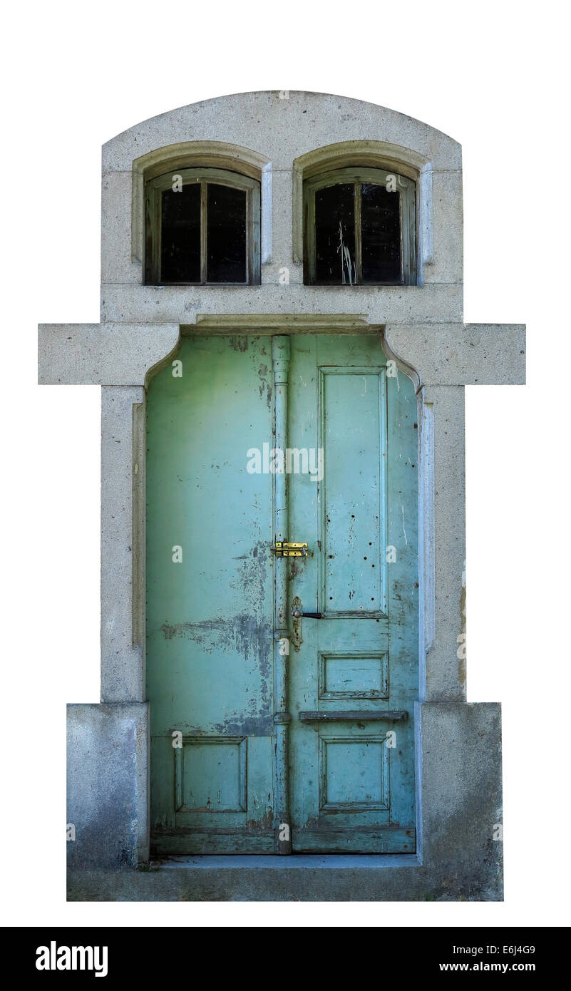 Vecchio e porta danneggiata Foto Stock