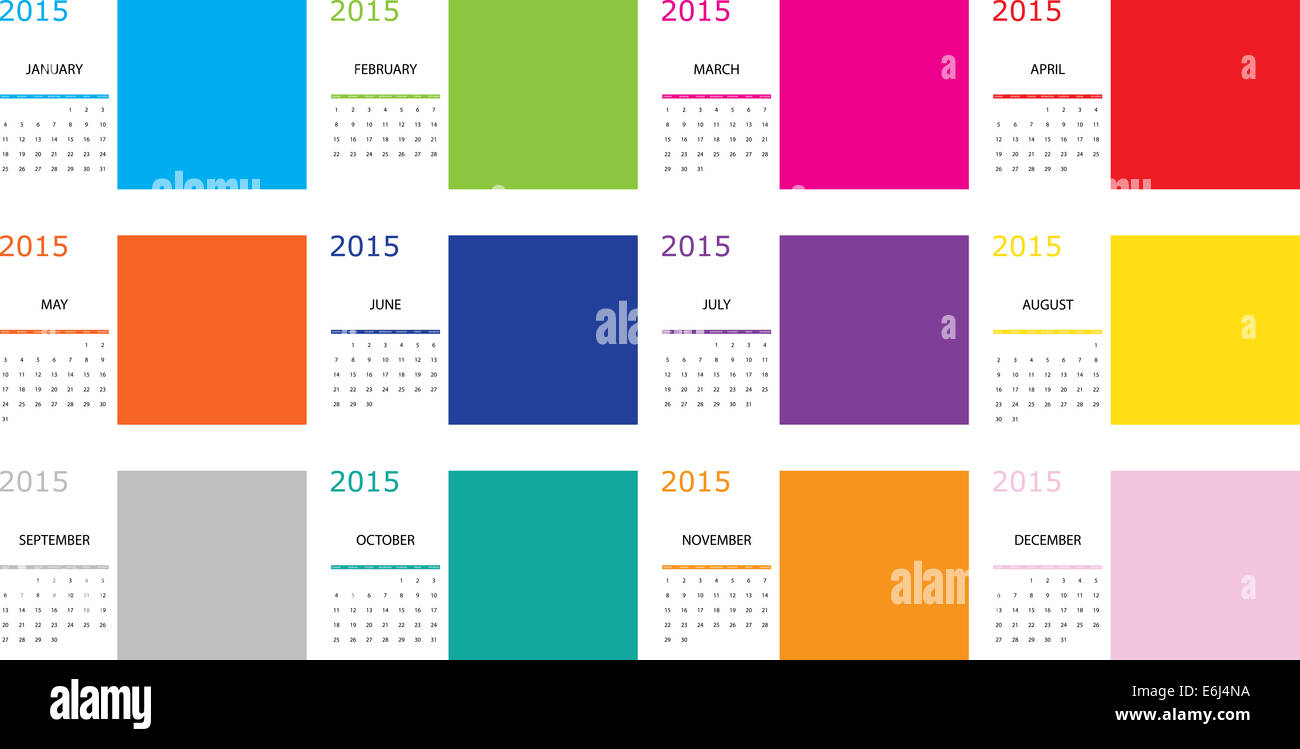 Una illustrazione di un semplice 2015 anno calendario Foto Stock