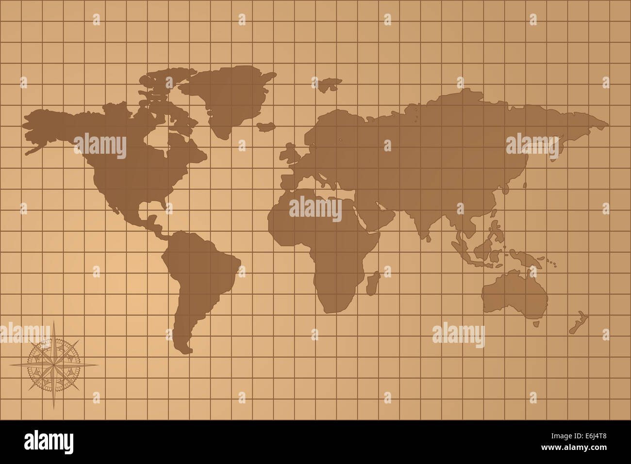 Una mappa illustrata del mondo con tutti i continenti Foto Stock