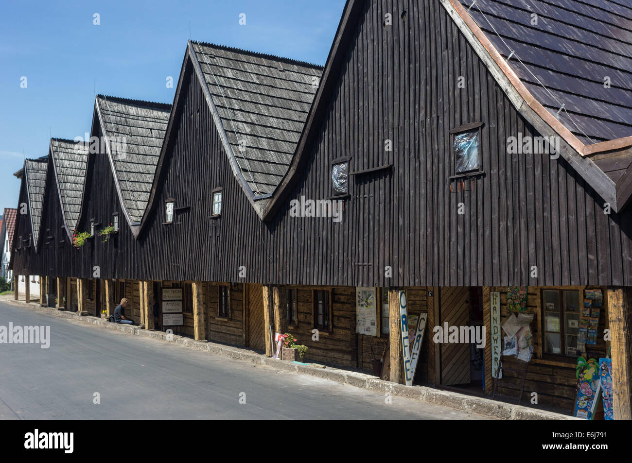 Vecchio tessitori in legno case da 1702 Chelmsko Slaskie Bassa Slesia Schomberg Foto Stock