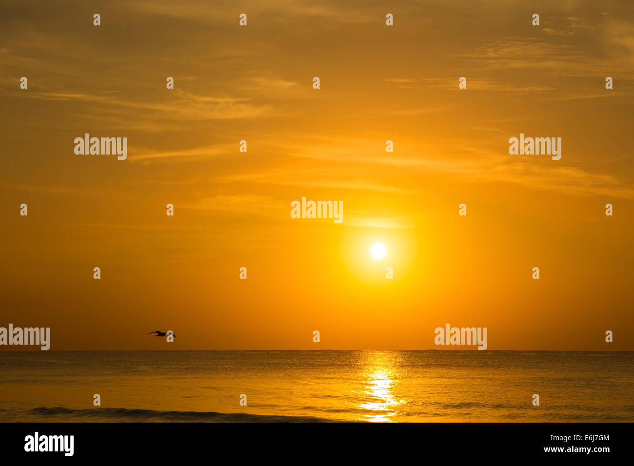 Tramonto sul Mar dei Caraibi a Playa del Carmen, Messico Foto Stock