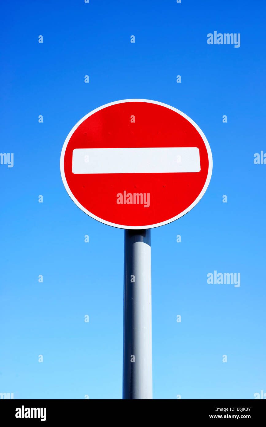 Nessun segno di entrata su un palo Foto Stock