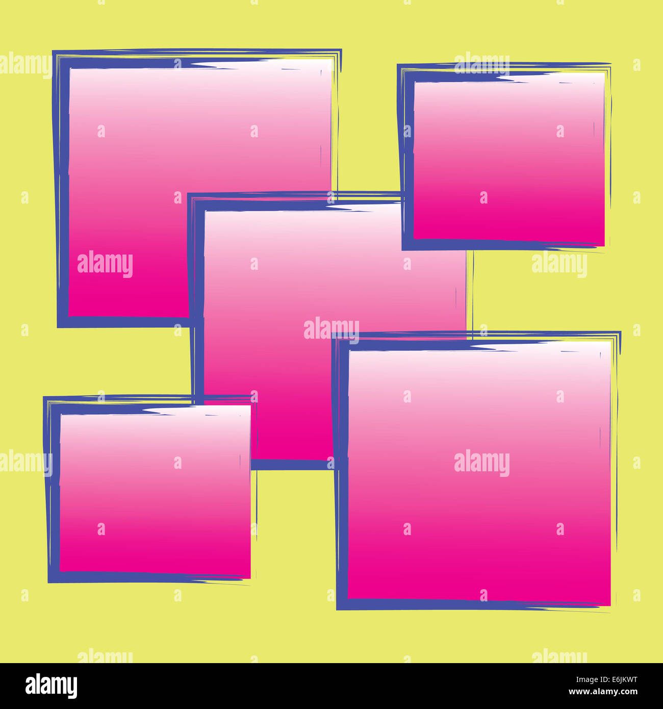 Abstract Striscia rosa quadrato blu su sfondo giallo Foto Stock