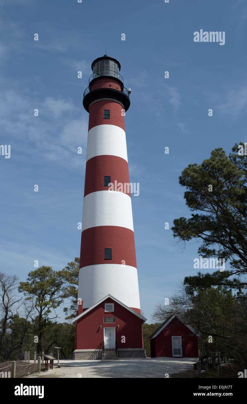 Assateague Island Lighthouse e casa di olio Foto Stock