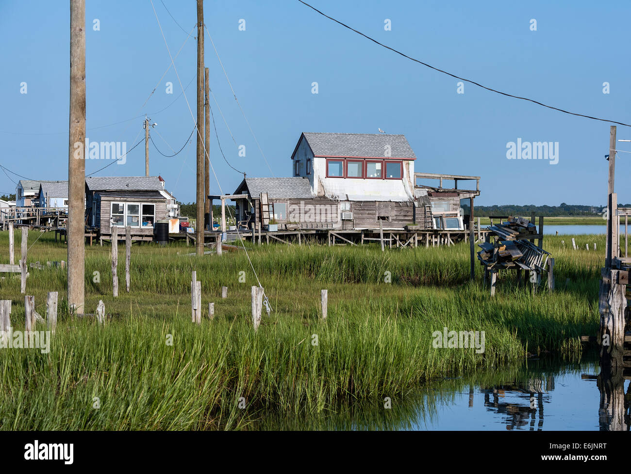 Sale rustico marsh bay shack, Wildwood, New Jersey, STATI UNITI D'AMERICA Foto Stock