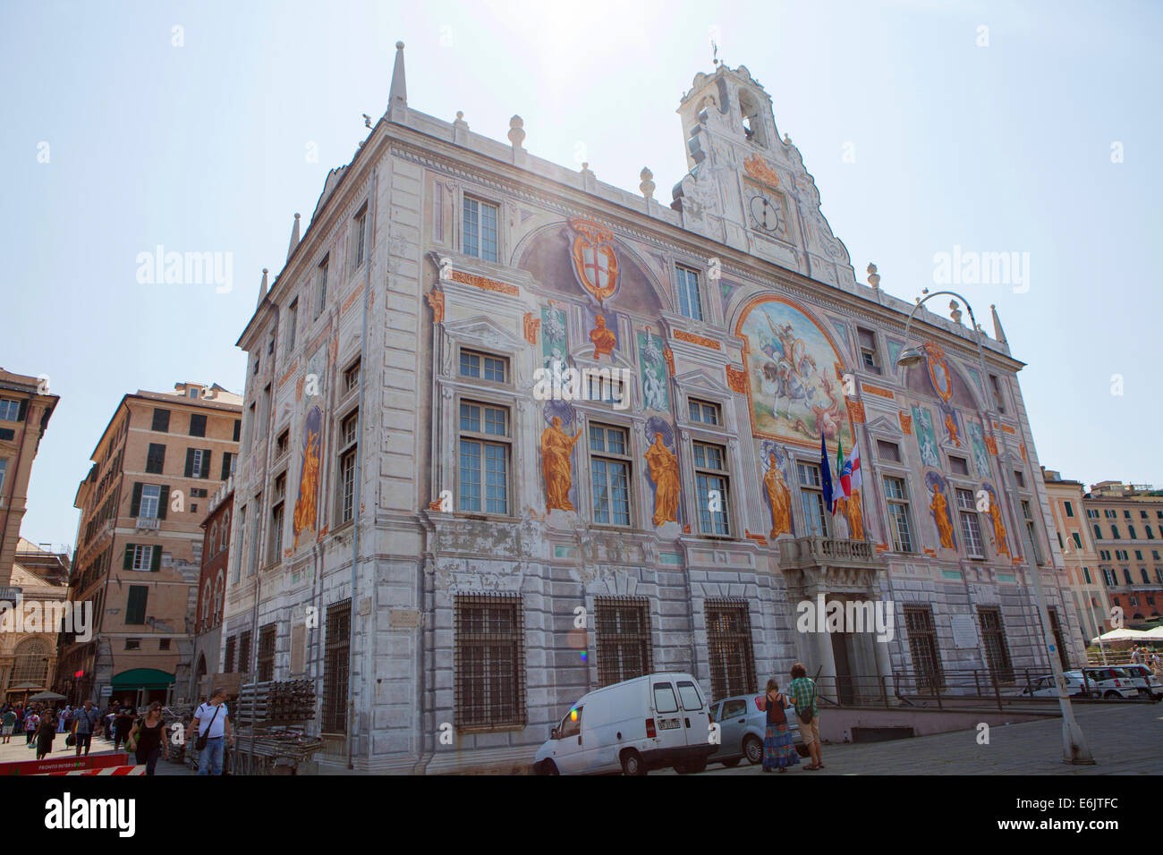 Palazzo di San Giorgio a Genova il porto storico della città nel nord Italia, la capitale della Liguria città sul mare nel Mediterraneo Foto Stock