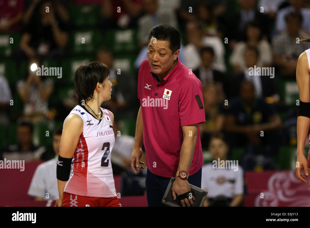 Ariake Coliseum di Tokyo in Giappone. 24 Ago, 2014. Masayoshi Manabe (JPN), 24 agosto 2014 - Pallavolo : FIVB World Grand Prix 2014 final round match tra Giappone 0-3 Brasile ad Ariake Coliseum di Tokyo in Giappone. © AFLO SPORT/Alamy Live News Foto Stock