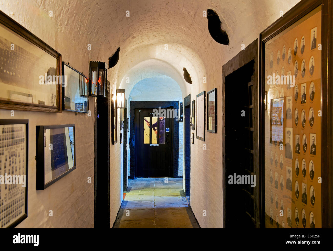 Corridoio in prigione e il museo della Polizia, Ripon, North Yorkshire, Inghilterra, Regno Unito Foto Stock