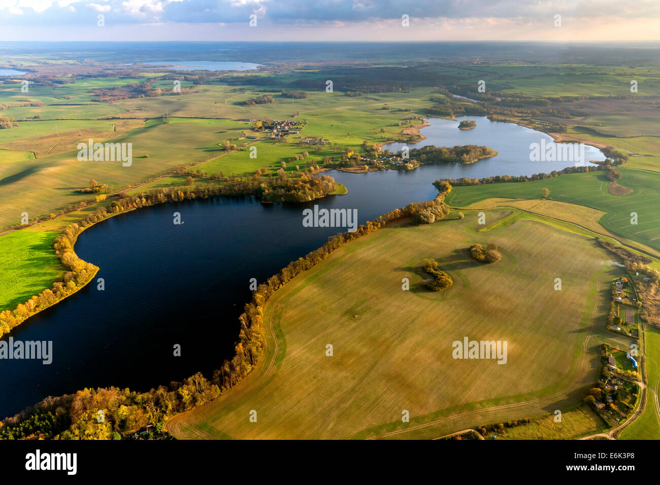 Vista aerea, Penzliner lago cittadino, Penzlin, Meclemburgo Lake District, Meclemburgo-Pomerania Occidentale, Germania Foto Stock