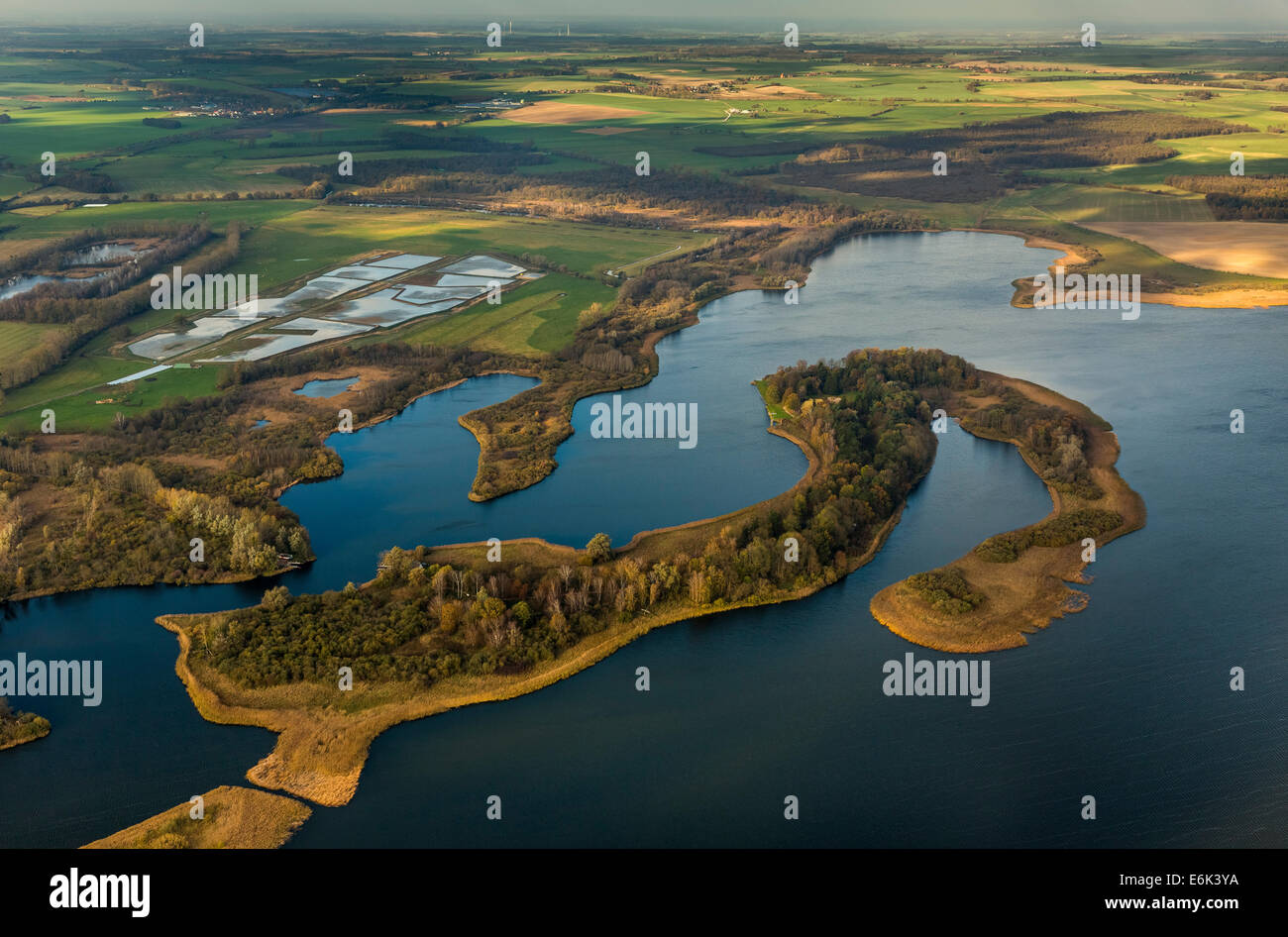Vista aerea, Teterower vedere il lago, Meclemburgo Lake District, Teterow, Meclemburgo-Pomerania, Germania Foto Stock