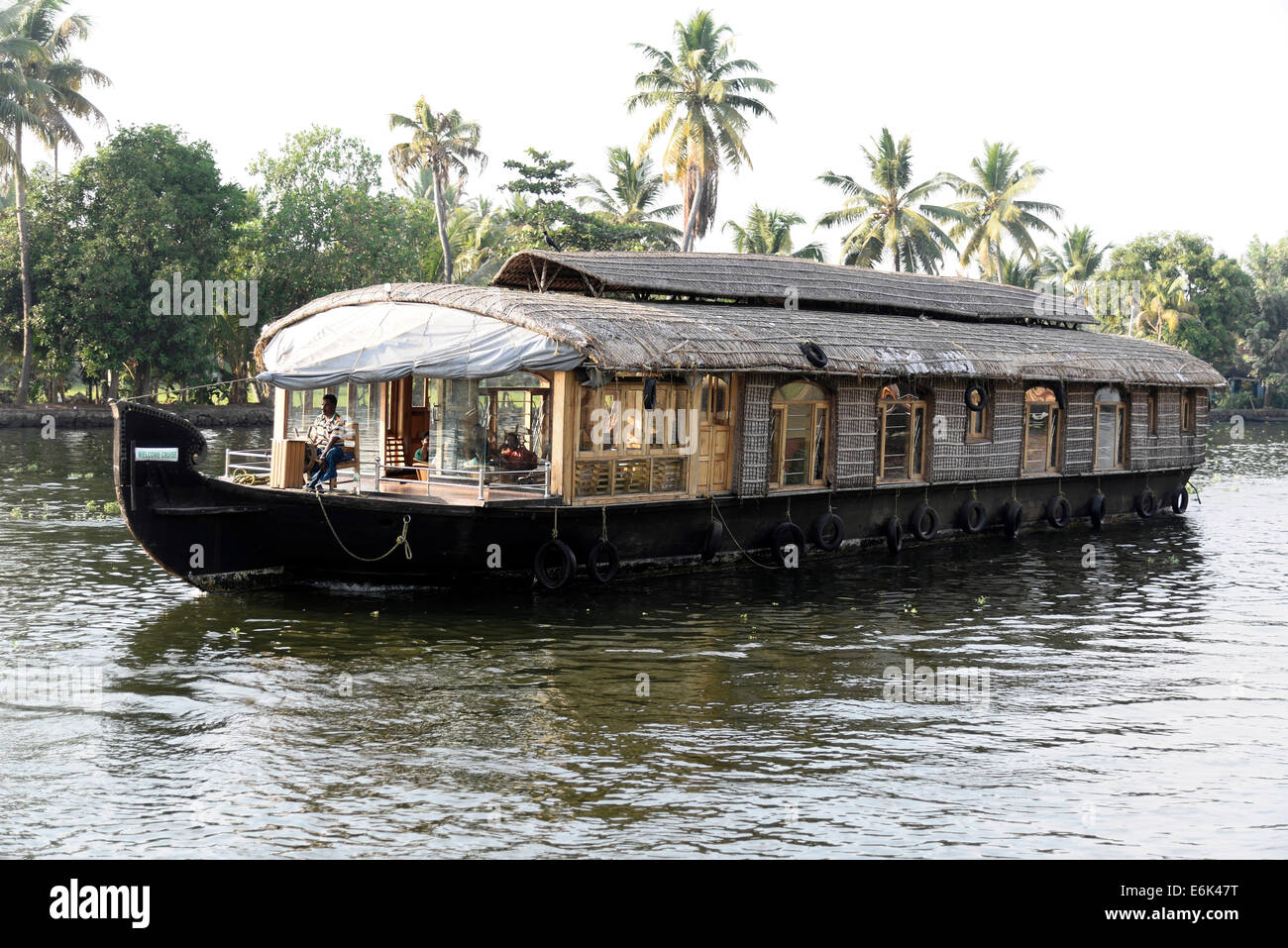 Houseboat, lagune, vicino a Alappuzha Kerala, nel sud dell'India, India Foto Stock