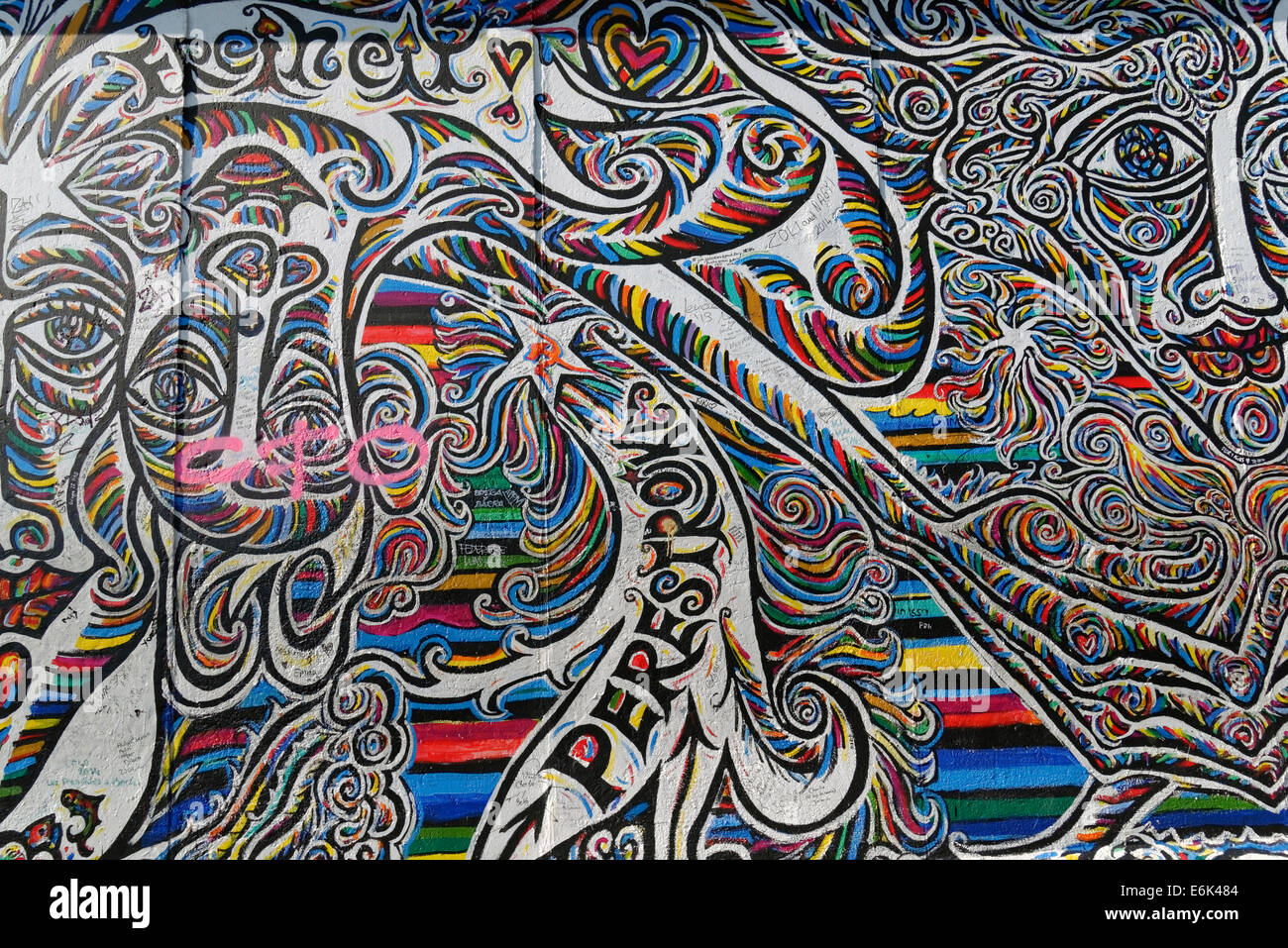Murale, Galleria sul lato orientale del Muro di Berlino in galleria, Berlino, Germania Foto Stock