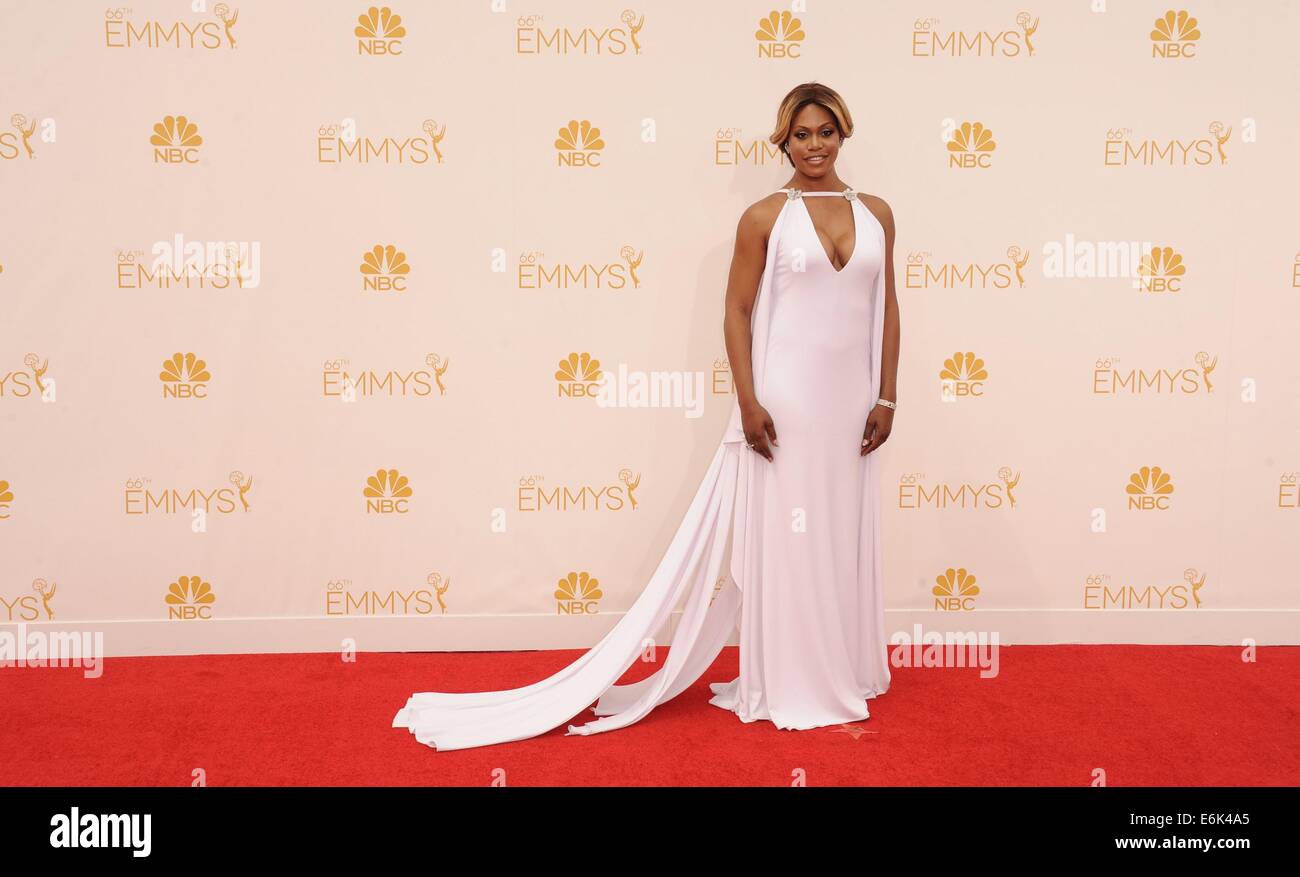 Los Angeles, CA, Stati Uniti d'America. 25 Ago, 2014. Laverne Cox presso gli arrivi per la 66Primetime Emmy Awards 2014 Emmy - Parte 1, Nokia Theater L.A. LIVE, Los Angeles, CA 25 agosto 2014. Credito: Dee Cercone/Everett raccolta/Alamy Live News Foto Stock