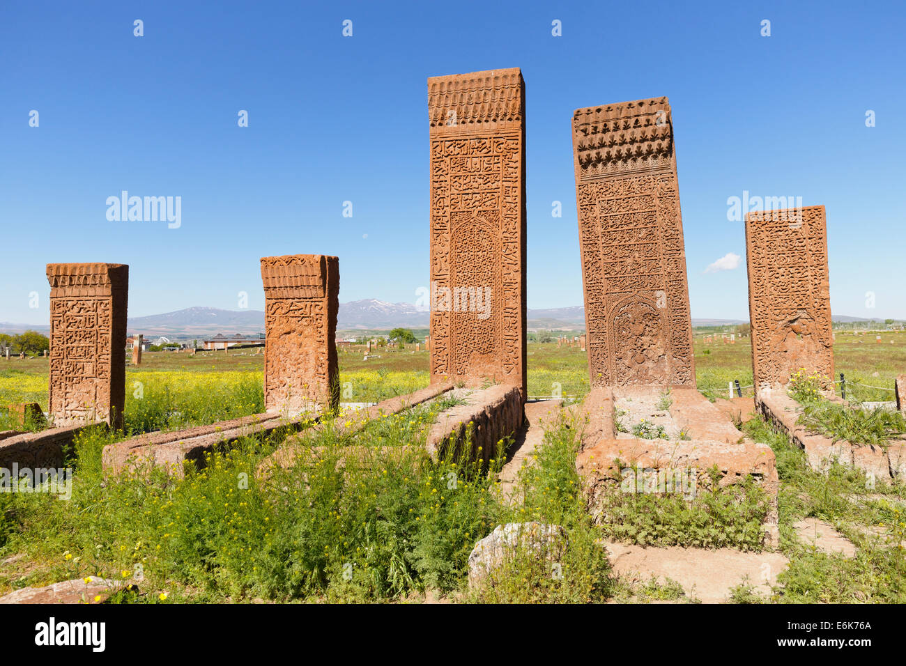 Cimitero di Seljuk o Selçuklu Mezarlığı, Ahlat, Bitlis Provincia, Anatolia Orientale Regione, Anatolia, Turchia Foto Stock