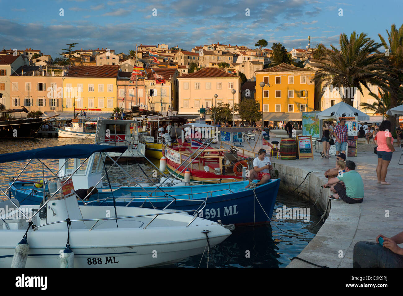 Le barche nel porto,Mali Losinj, isola di Losinj, Croazia Foto Stock
