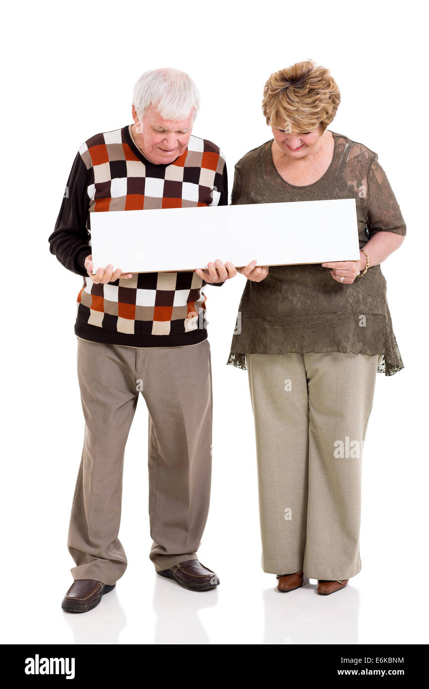 Coppia in pensione azienda banner bianco su sfondo bianco Foto Stock