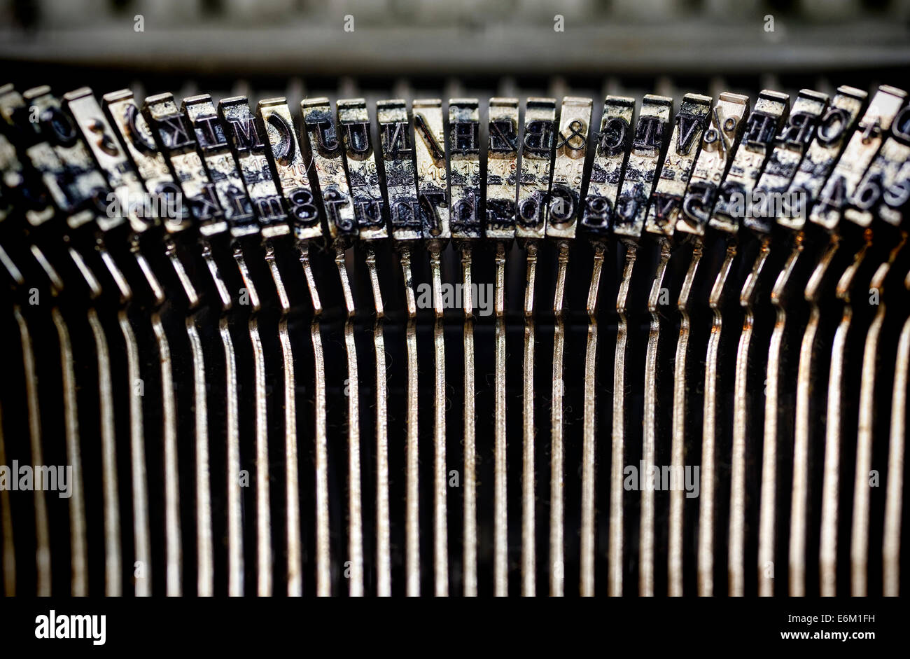Bleilettern einer Schreibmaschine Foto Stock