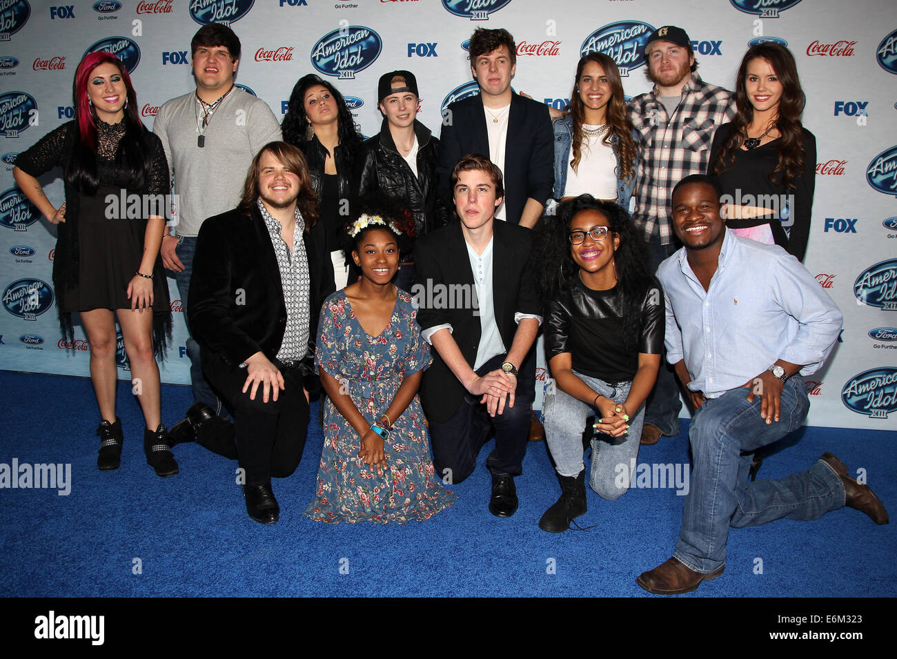 FOX "idolo americano XIII' finalisti Party in Fig & Olive Melrose Place offre: Jessica Mosa,Dexter Roberts,Jena Irene,MK Nobilette,Alex Preston,Emily Piriz,Ben Briley,Kristen O'Connor,Caleb Johnson,Malaya Watson,Sam Woolf,Maestà Rose,C.J. Harris Wh Foto Stock