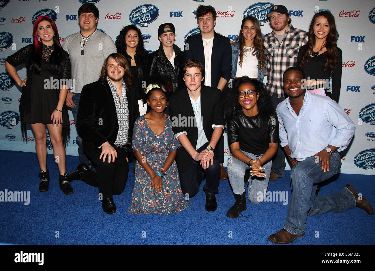 FOX "idolo americano XIII' finalisti Party in Fig & Olive Melrose Place offre: Jessica Mosa,Dexter Roberts,Jena Irene,MK Nobilette,Alex Preston,Emily Piriz,Ben Briley,Kristen O'Connor,Caleb Johnson,Malaya Watson,Sam Woolf,Maestà Rose,C.J. Harris Wh Foto Stock