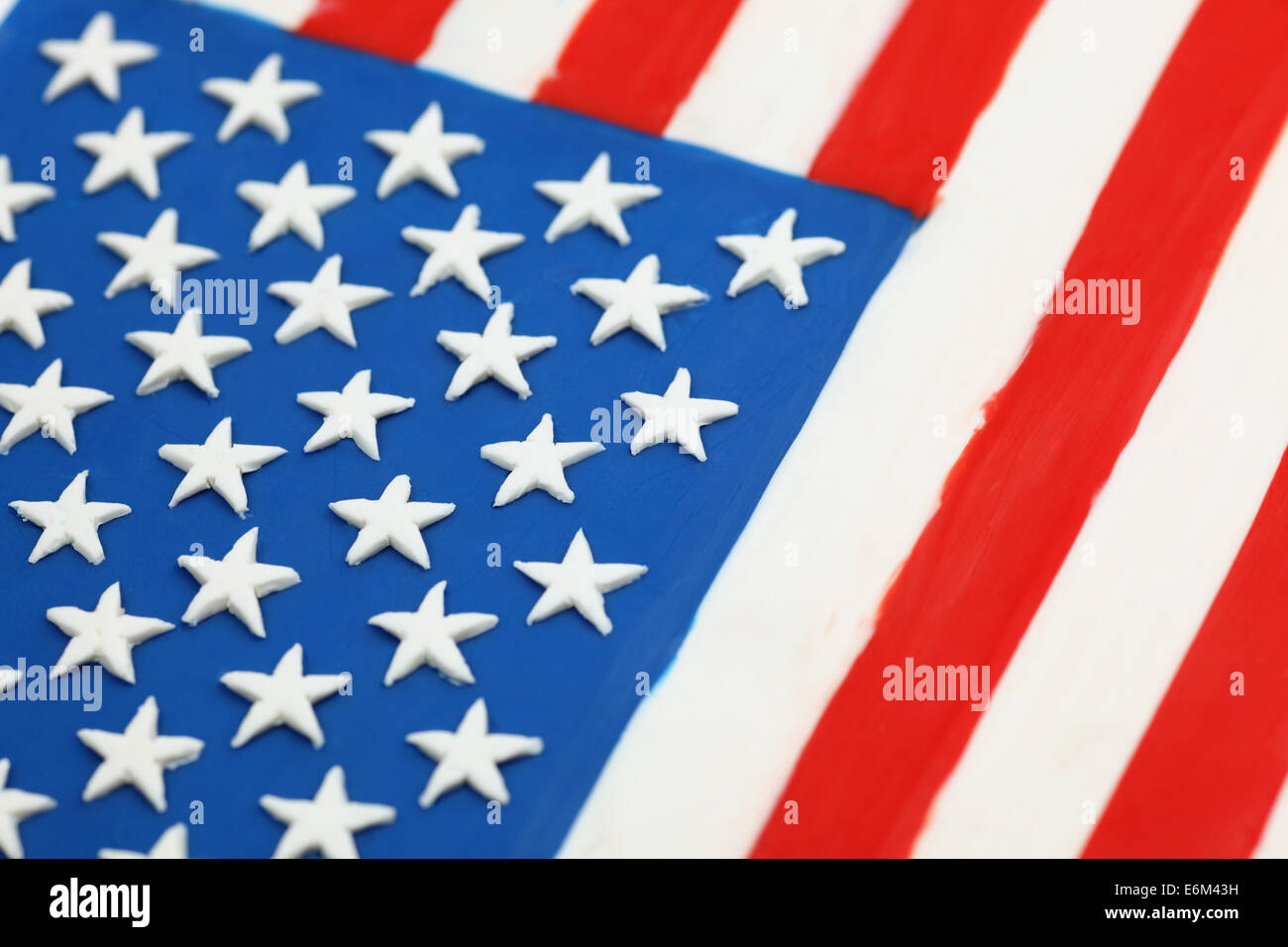 Bandiera degli Stati Uniti fatta di plastilina (gioco del bambino argilla). Bandiera realizzata da me. Foto Stock