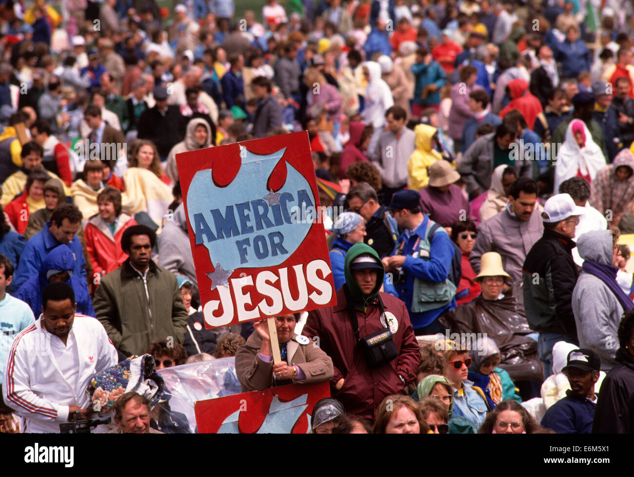 Un nato di nuovo Movimento Cristiano dimostrazione sul Mall di Washington DC nel maggio 1989 Foto Stock