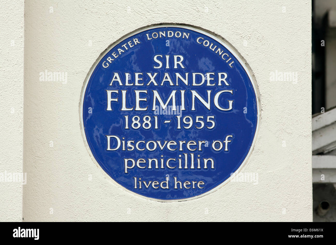 Targa blu per Alexander Fleming sul muro di casa, Danvers St, a Chelsea, Londra SW3. Foto Stock