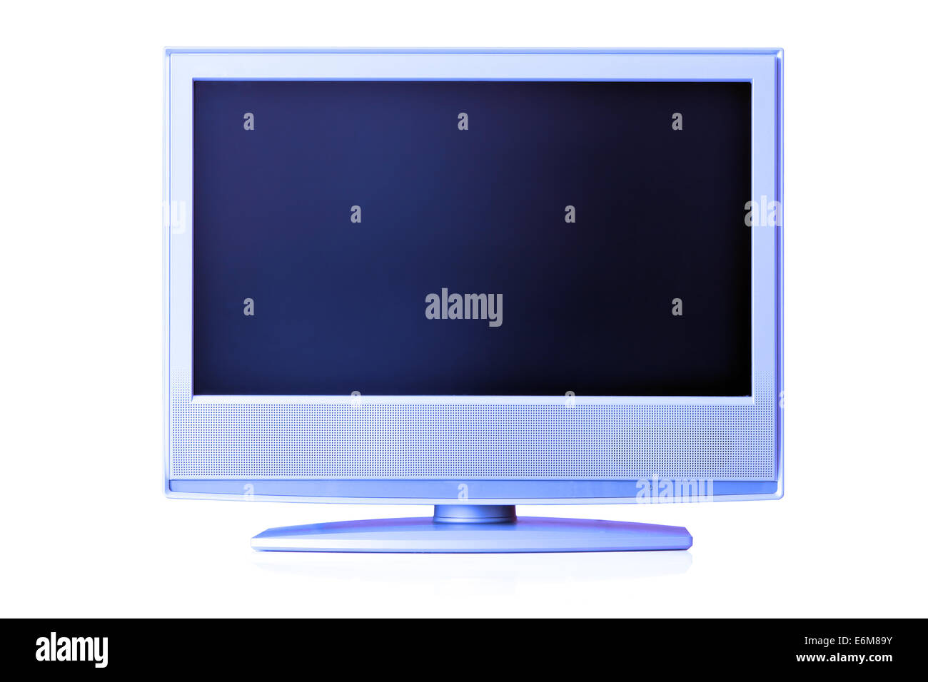 Blue TV a schermo piatto LCD isolate su sfondo bianco con lo spazio per il tuo testo o immagine su schermo Foto Stock