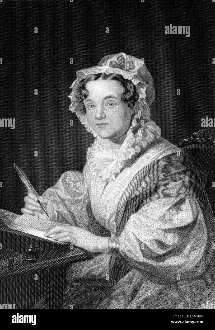 Mary Russell Mitford (1787-1855) su incisione dal 1873. Inglese autore e drammaturgo. Foto Stock