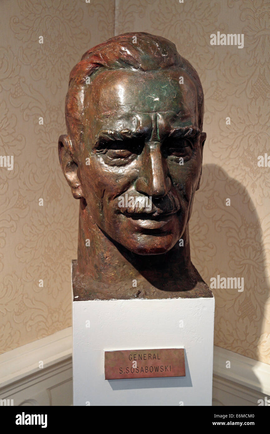 Busto di polacco generale Sosabowski in Airborne Museum, Hartenstein hotel, Oosterbeek, Paesi Bassi. Foto Stock