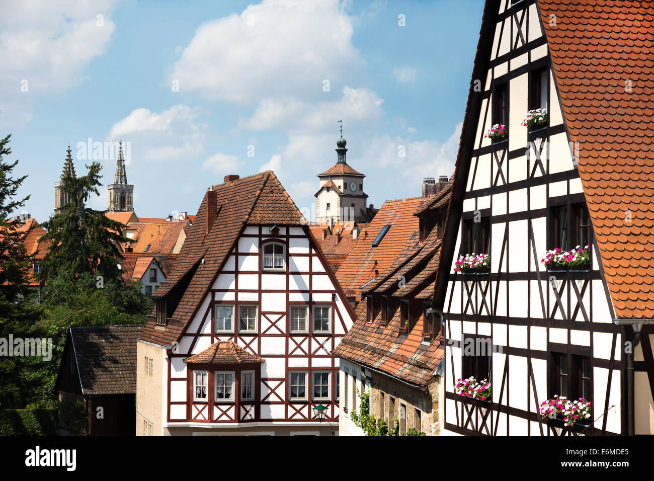 Vista da Rothenburg ob der Tauber, Germania Foto Stock