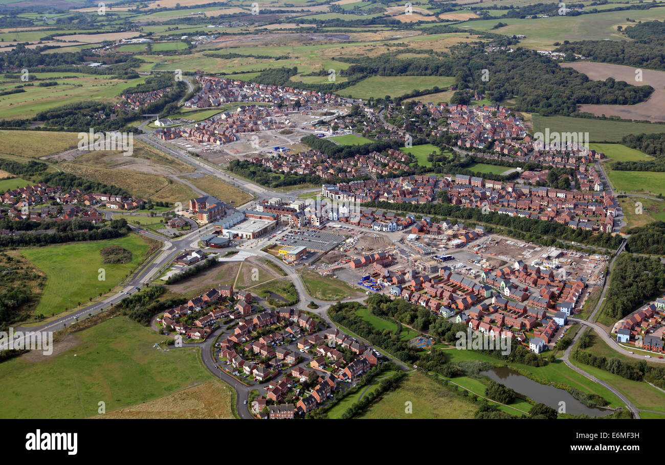 Vista aerea del nuovo alloggiamento vicino a Telford in Shropshire, Regno Unito Foto Stock