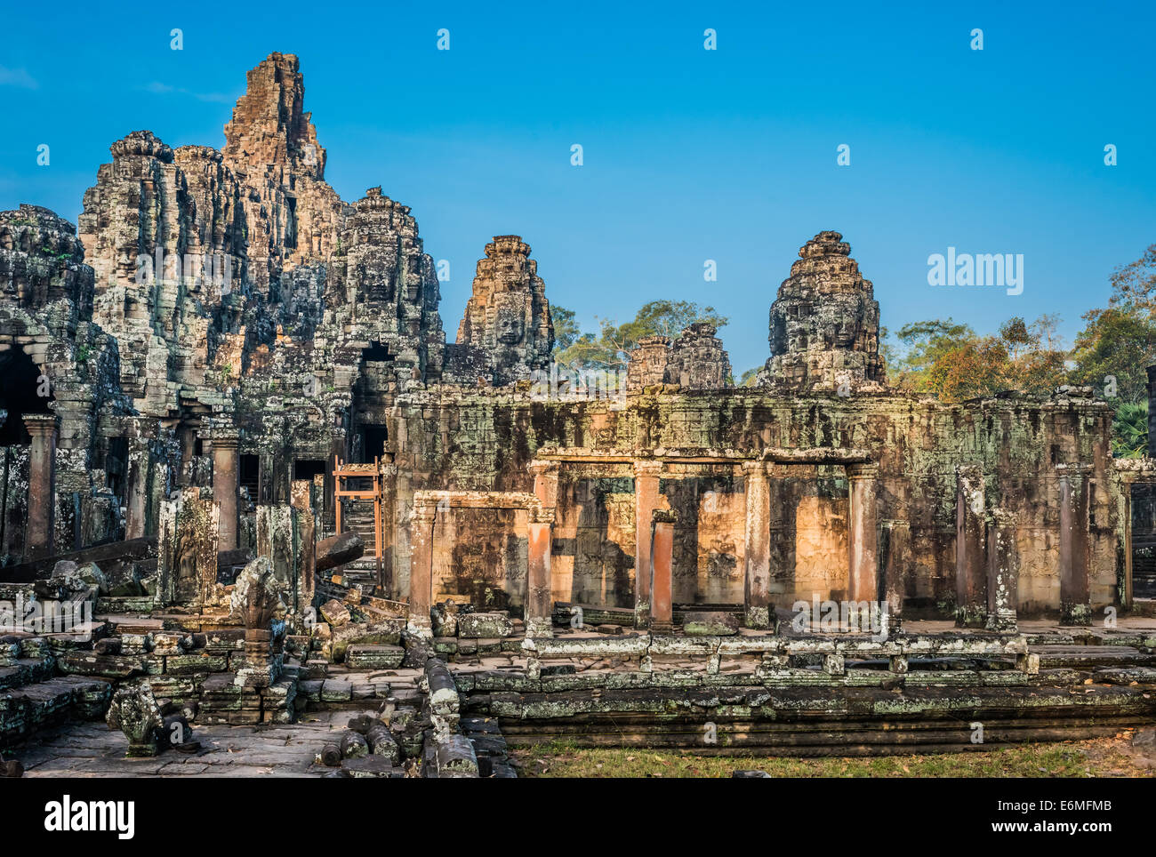 Prasat tempio Bayon Angkor Thom Cambogia Foto Stock