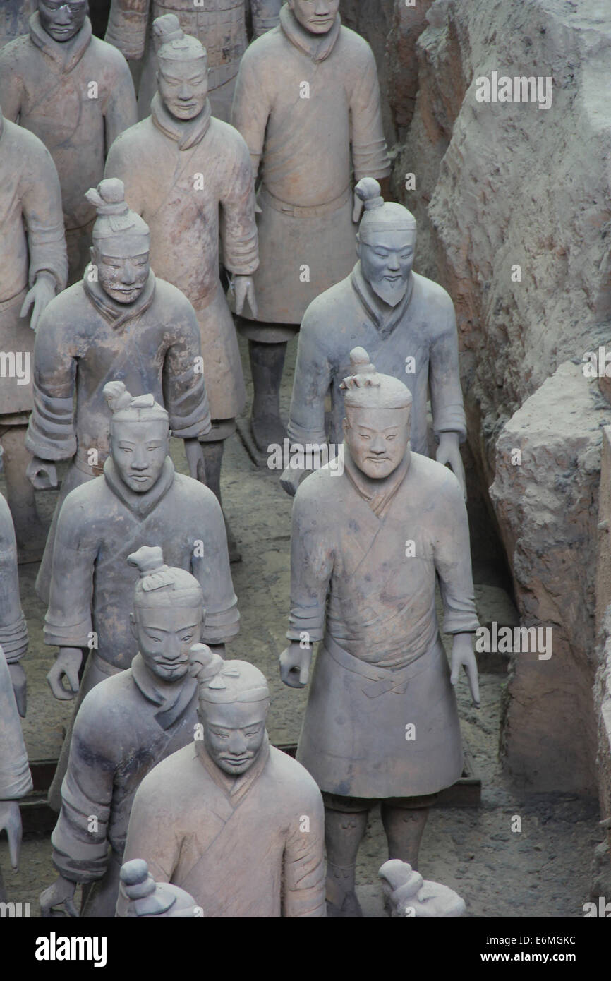 L'esercito di terracotta nel Mausoleo del primo imperatore di Qin, Xi'an, Cina. Foto Stock