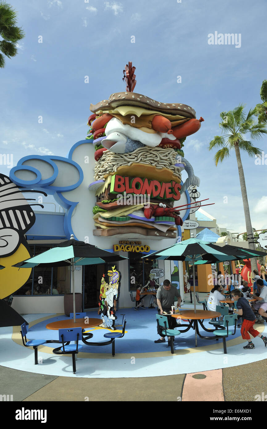 Blondie del cibo in uscita, Universal Orlando Resort di Orlando, Florida, Stati Uniti d'America Foto Stock