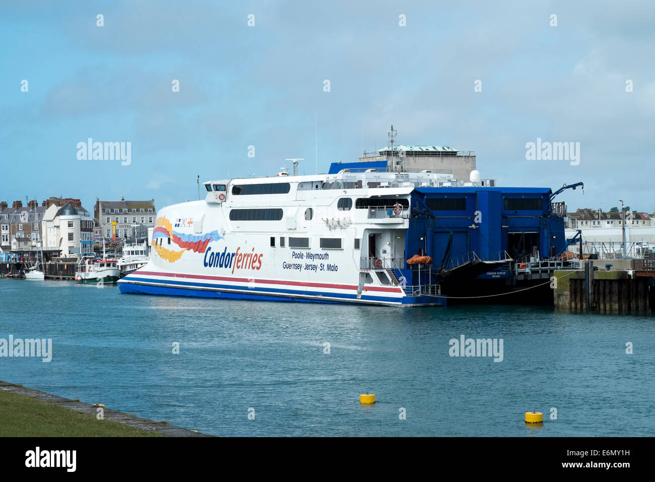 Condor Ferries Channel Island traghetto nel porto di Weymouth Dorset Regno Unito Foto Stock