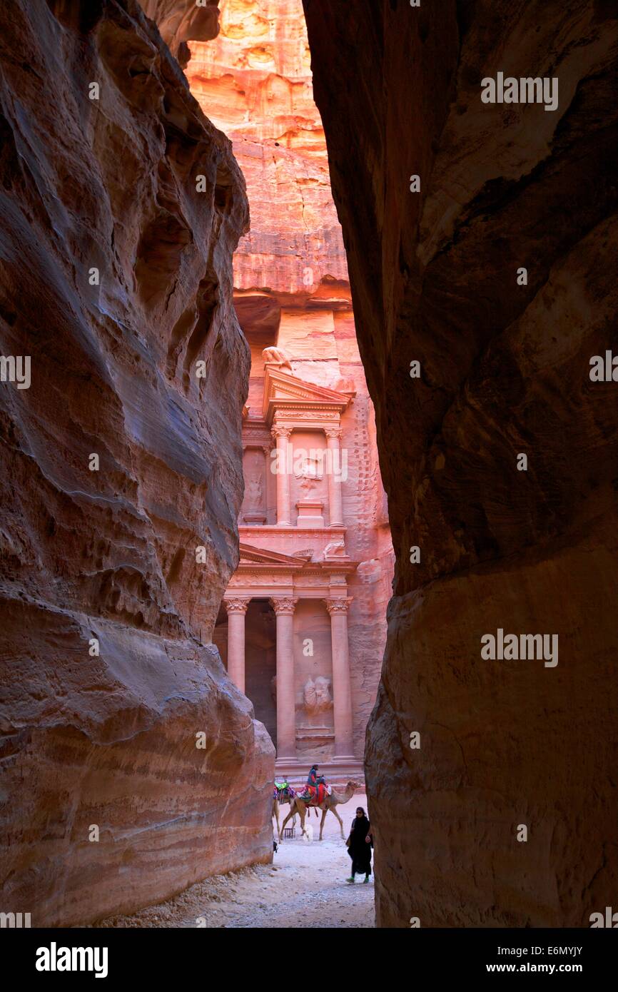 Siq, Petra, Giordania, Medio Oriente Foto Stock