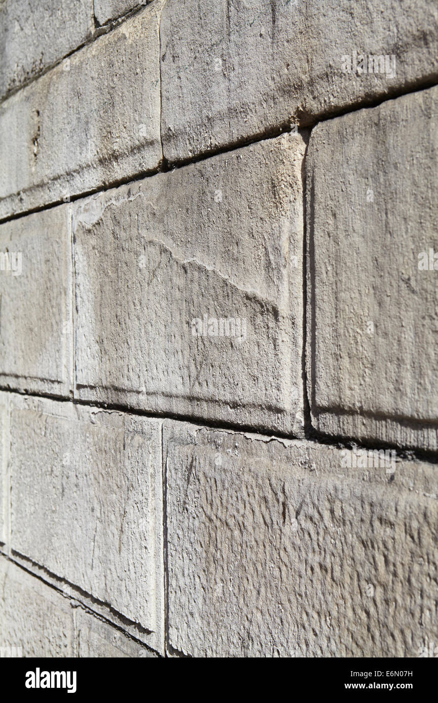 Texture di Londra, tipica pietra grigia parete. Foto Stock