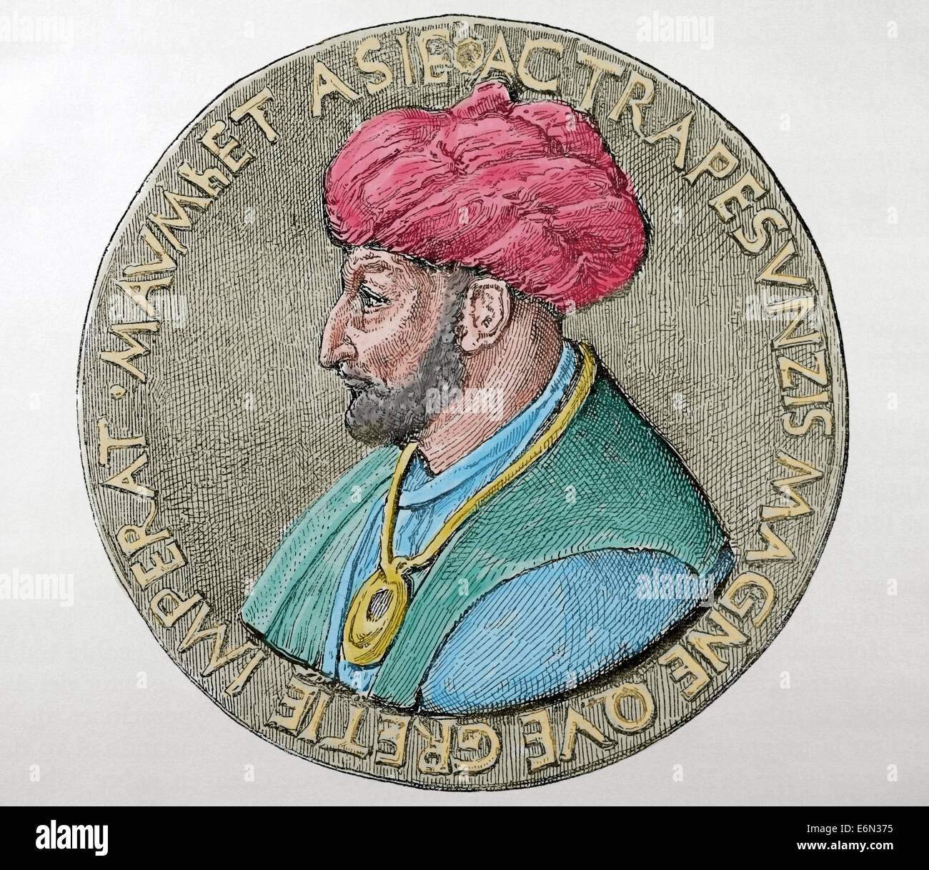 Mehmet III (1429-1481), chiamato Fatih (conquistatore). Bagno turco sultano ottomano (1451-1481). Conquistarono Costantinopoli. Colorati. Foto Stock